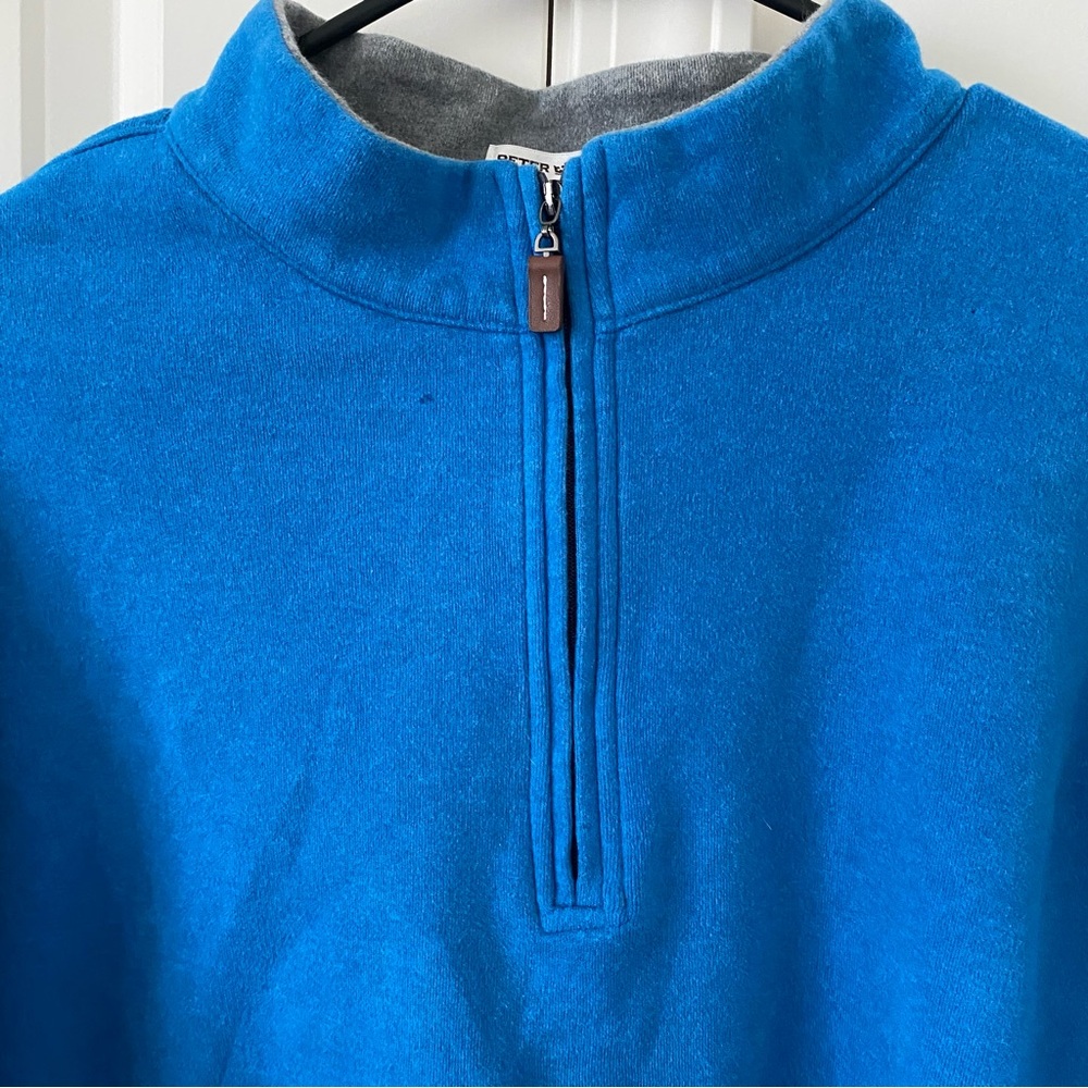 Peter Millar Sweater Mens XL Blue Long Sleeve Mock Neck Adult  1/4 Zip Pullover - Picture 2 of 4